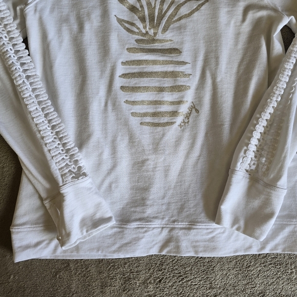 Lily Pulitzer Brigantine White Gold Glitter Stripe Pineapple Jacket size small - Picture 11 of 16